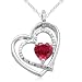 10k White Gold Double Heart-Shaped Created Ruby with Diamonds Heart Pendant, 18