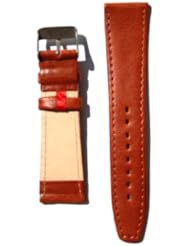 16mm Tan Flat Leather Watchband with German Design Red Keeper