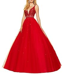 V-neck Lace 2016 Tulle Evening Dress/Prom Dress/Quinceanera Dress/Party Dress/Wedding Dress 