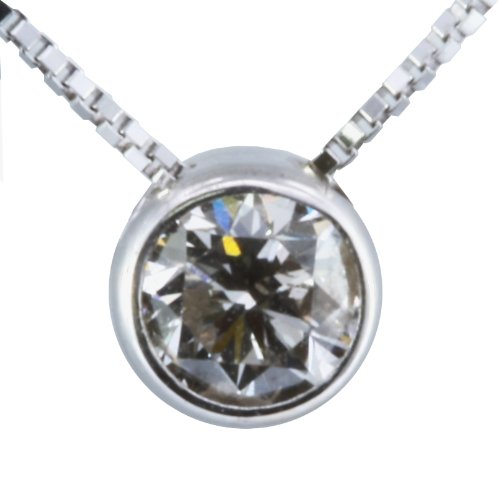 14k White Gold, diamond Bezel Setting 16 in Necklaces, 3mm (I/ S1/ .10 carat))