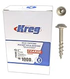  : Kreg SML-C1-1000 Pocket Hole Screws 1-Inch #8 Coarse Washer-Head 1000ct