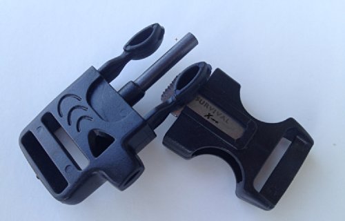 X-Cords Fire Starter Buckle Flint Buckle Whistle Buckle Combo Paracord Survival Supplies Side Release Buckle. Great for Making Your Own Paracord Survival Bracelet That You Can Wear Every Day-includes X-cords Exclusive How to Make You Own Ultimate Survival Bracelet Video Link.