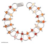 Agate bracelet, 'Golden Honeysuckle' 0.8 W 7.5 L
