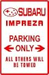 SUBARU IMPREZA PARKING car sport street sign