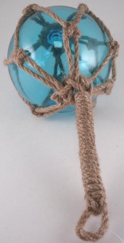 Mary B Decorative Art Japanese Glass Fishing Floats Fish Net Buoys Tiki Decor in Light Blue