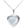 Sterling Silver Mother-of-Pearl Heart Locket, 18"