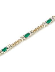 14kt Yellow Gold Oval Emerald and Diamond Bracelet