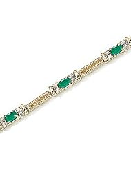 14kt Yellow Gold Oval Emerald and Diamond Bracelet