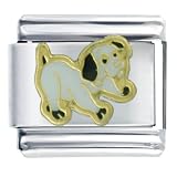 Animal Black & White Puppy Italian Charms Bracelet Link