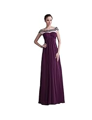 Sexy Scoop Neck Floor Length Chiffon Empire   Waistline Bridesmaid Dress 