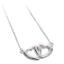 Sterling Silver Double Interlocking Connected Open Hearts Necklace 16in