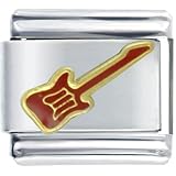 Red Electric Guitar Musical Italian Charms Bracelet Link