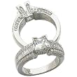 14K White Gold Frosting Diamond Engagement Ring (Center stone is not included)
