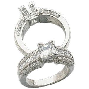 14K White Gold Frosting Diamond Engagement Ring (Center stone is not included)