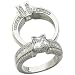 14K White Gold Frosting Diamond Engagement Ring (Center stone is not included)