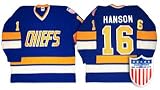 Charlestown Chiefs Road Blue Replica #16 Jack Hanson Throwback Jersey