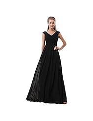 A-line V-neck Chiffon/Polyester Cap Sleeves Vintage Lace-Up Pleated Evening Dress/Prom Dress 