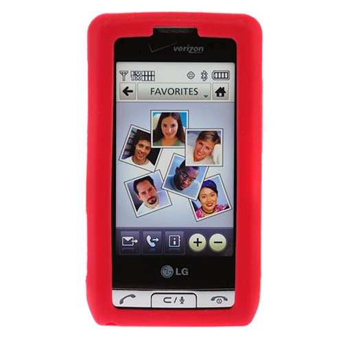 Red Flexible Soft Silicone Skin Case for Verizon LG Dare VX-9700 VX9700 Cell Phone