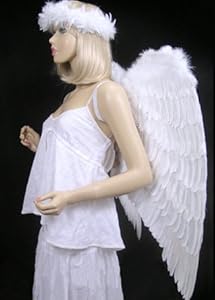 FashionWings (TM) Archangel XL White Costume Feather Wings & Halo Adults Unisex