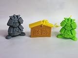Samurai Soldier Ancient Warriors and the lucky symbol (Grey/green) (3 Iwako Japanese Erasers)