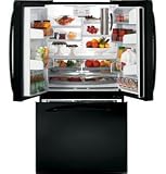 Review GE  / GE Profile PFCF1PJXBB 20.9 cu. ft. French-Door Refrigerator with 4 Glass Shelves, Gallon Door Storage, LED Lighting, Automatic Ice Maker and External Water Dispenser: Black