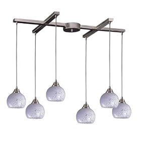 Mela - 6 Light Kitchen Island Pendant Track Lighting Fixture - Rust Bronze - White Glass -...