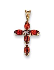 14k Yellow Gold Garnet Cross Pendant. Gem Wt- 1.34ct. Metal Wt- 0.75g