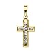 14K Yellow Gold 0.12 ct. Diamond Channel Set Cross Pendant with Chain (Higher Quality)