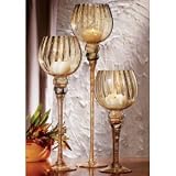 CHARISMA AMBER HURRICANE GLASSES - CHARISMA SET OF THREE AMBER HURRICANE GLASSES