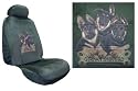 Car Truck SUV German Shepherd Trio with Bone Dog Print Seat Covers 2 Charcoal Grey Universal Low Back with Head Rest Covers Vehicle Bucket Seatcovers