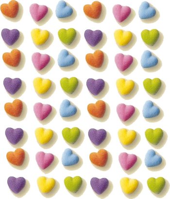 Hearts Cake Decorations - Rainbow Heart Edible Hard Sugar Decorations, 48 pcs by Lucks - The PartyWorks