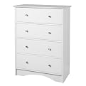Wood 4 Drawer Chest - White (40")