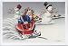 Snowmobile Christmas Card - Santa and 2 Snowmen Image
