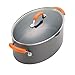 Rachael Ray Hard Anodized Nonstick 8-Quart Oval Pasta Pot with Glass Lid, Orange