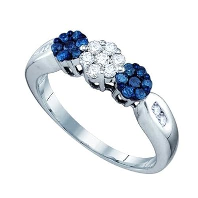 Cheap Girls Jewelry 0.50CT BLUE DIAMOND 3 FLOWER BAND For Sale
