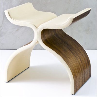 Interlude Home A185033 Tatti Leather Stool in Walnut