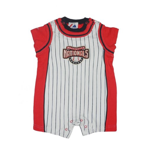 MLB Washington Nationals Baby / Infant One-Piece Bodysuit / Romper / Onesie with Embroidered Logo - White & Red (Size: 12)