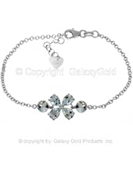 14k White Gold Floral Bracelet with Aquamarines
