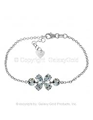 Aquamarine Flower Bracelet in 14k White Gold