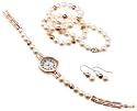 Freshwater Pearl Watch, Necklace and Earrings Set #LP315S-W