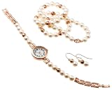 Freshwater Pearl Watch, Necklace and Earrings Set #LP315S-W