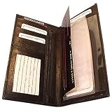 Womens Genuine Cowhide Leather Checkbook Wallet
