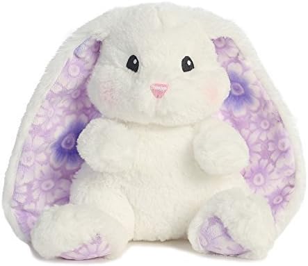 Lopsie Wopsie Flowers Easter Medium Bunny Rabbit Plush Aurora Stuffed Animal Toy White with Purple Ears by Aurora World INC
