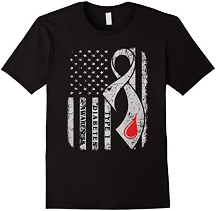 Men's Diabetic shirts - Type 1 Diabetes Awareness Flag XL Black