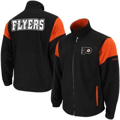Reebok Philadelphia Flyers Black-Orange Extra Point Full Zip Microfleece Jacket (3XL)