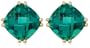 10k Yellow Gold, May Birthstone, Created Emerald Earrings