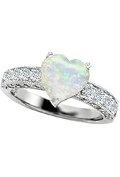 Star K Heart Shape 8mm Simulated Opal Engagement Ring