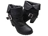 Andres Machado - Schwarze Stiefelette mit Deko-Schnalle und Umschlag. Gr. 42
