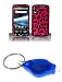 Premium Hot Pink and Black Leopard Rubberized Shield Hard Case Cover + ATOM LED Keychain Light for Motorola Atrix 4G MB860 (AT&T)