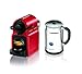 Nespresso Inissia Espresso Maker with Aeroccino Plus Milk Frother, Red